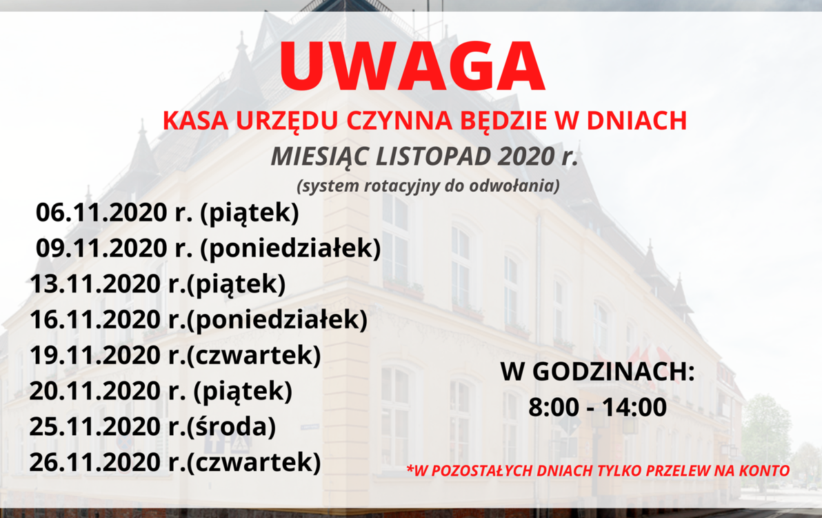 Zdjęcie do UWAGA! ZMIANA W OBSŁUDZE KASOWEJ URZĘDU