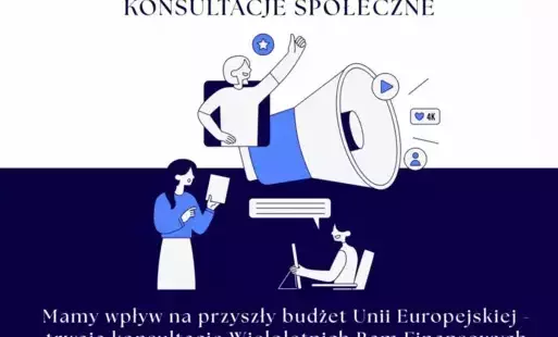 Obraz prezentuje megafon, trzy osoby reprezentujące mieszkańców