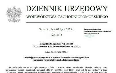 Zdjęcie do Rozporządzenie w sprawie odstrzału sanitarnego dzik&oacute;w na terenie woj. zachodniopomorskiego.
