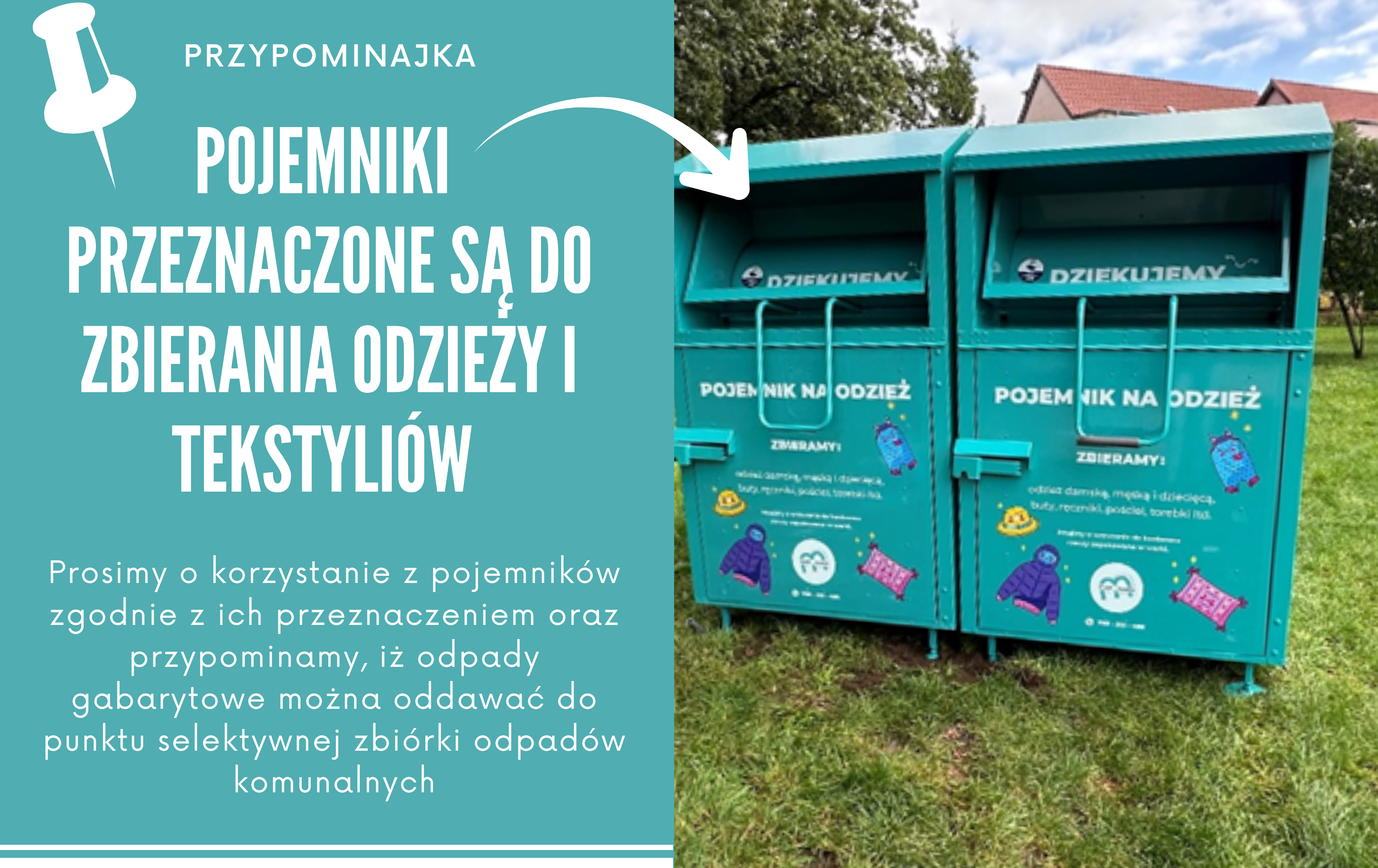 Przypominajka - pojemniki służą do zbierania odzieży i tekstyliów