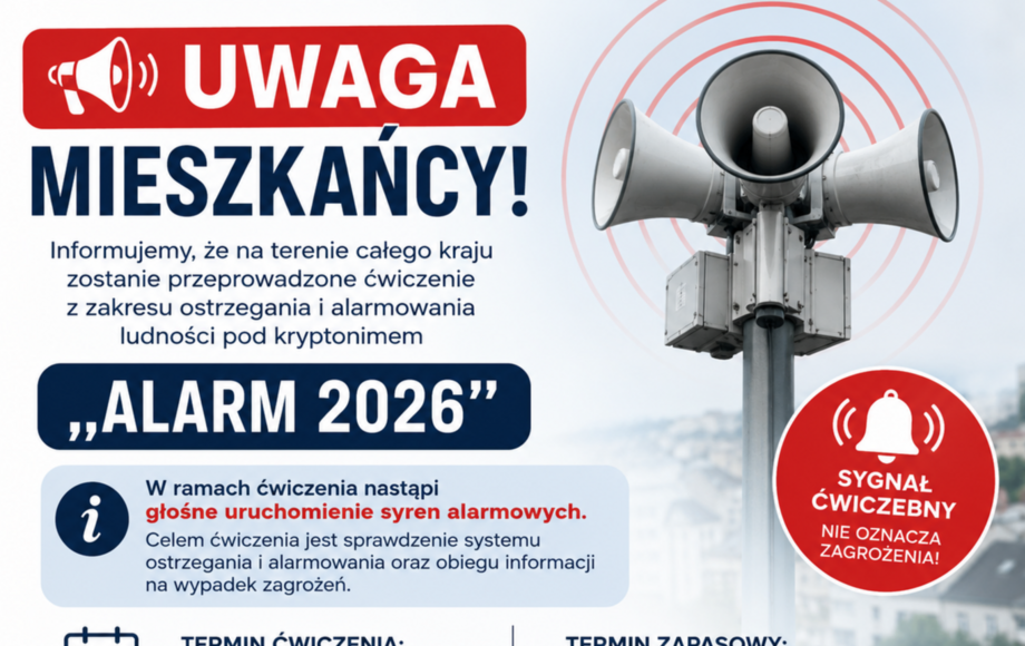 Ćwiczenie „ALARM 2026” – uruchomienie syren alarmowych