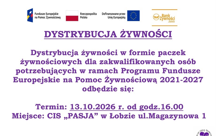 Wydawanie paczek żywnościowych w Łobzie 13 października